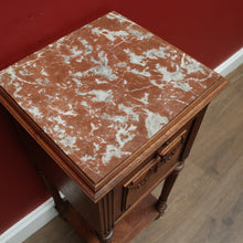 Load image into Gallery viewer, x SOLD Antique French Walnut and Marble Top Lamp Table, Bedside Cabinet, Bedside Tables B10836
