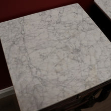 Load image into Gallery viewer, x SOLD Pair of Antique French Lamp Tables Bedside Cabinet with White Marble Top B10556