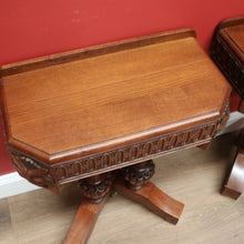 Load image into Gallery viewer, x SOLD French Pair of Oak Double Pedestal Carved Apron Hall Lamp Side or Bedside Tables B10694