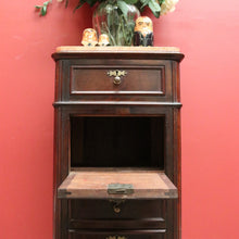 Load image into Gallery viewer, x SOLD Antique French Walnut and Marble Top Lamp Cabinet, Hall Cupboard, Bedside Table B10645