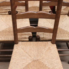 Load image into Gallery viewer, x SOLD Set of Six Antique French Dining Chairs, or Six Kitchen Chairs with Rush Seats B10945
