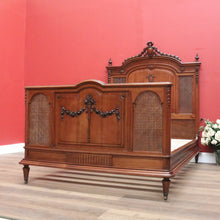 Load image into Gallery viewer, x SOLD Antique French Walnut and Cane Insert Double Bed. Antique French Bed with Slats B10844`