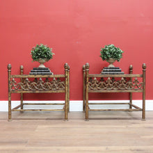 Load image into Gallery viewer, Vintage Pair of Square French Lamp Side Tables with Glass inserts made from Wrought Iron B10717