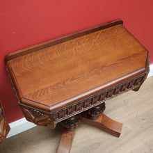 Load image into Gallery viewer, x SOLD French Pair of Oak Double Pedestal Carved Apron Hall Lamp Side or Bedside Tables B10694