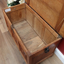 Load image into Gallery viewer, x SOLD Antique Vintage French Trunk, Church Theme Chest or Blanket Box, Toy Show Box B10631