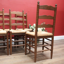 Load image into Gallery viewer, x SOLD Set of Six Antique French Dining Chairs, or Six Kitchen Chairs with Rush Seats B10945