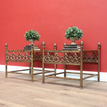 Load image into Gallery viewer, x SOLD Vintage Pair of Square French Lamp Side Tables with Glass inserts made from Wrought Iron B10717