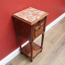 Load image into Gallery viewer, x SOLD Antique French Walnut and Marble Top Lamp Table, Bedside Cabinet, Bedside Tables B10836