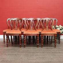 Load image into Gallery viewer, Set of 10 Antique English Mahogany Dining Chairs, Kitchen Chairs Velvet Seats