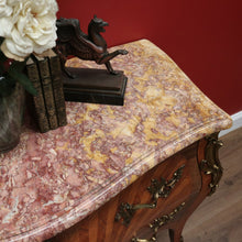 Load image into Gallery viewer, x SOLD Antique French Chest of Drawers, Marble Top Hall Table with 2 Sunray Drawers B11198