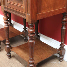 Load image into Gallery viewer, x SOLD Pair of Antique French Bedside Tables, French Oak and Marble Top Lamp Tables B10774