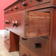 Load image into Gallery viewer, x SOLD Antique Australian Cedar and Leather Office Desk, 9 Drawer Office Study Desk B10731