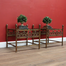 Load image into Gallery viewer, x SOLD Vintage Pair of Square French Lamp Side Tables with Glass inserts made from Wrought Iron B10717