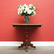 Load image into Gallery viewer, x SOLD Antique English Fold Over Card Table, Burr Walnut Leather Games Table Hall Table. B10344