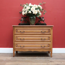 Load image into Gallery viewer, Chest of Drawers, Vintage French Chest of Three Drawers Oak Timbers Brass Handle B10924