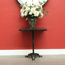 Load image into Gallery viewer, Vintage French Garden Table, Black Painted Cast Iron Base, Square Pub Table