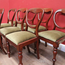Load image into Gallery viewer, x SOLD Set of Eight Australian Cedar Dining Chairs, Kitchen Chairs with Velvet Seats. B11291