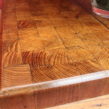 Load image into Gallery viewer, x SOLD Vintage Oak Butchers Block Table, Lamp Table, Hall, Bedside Table Parquetry Top. B11277
