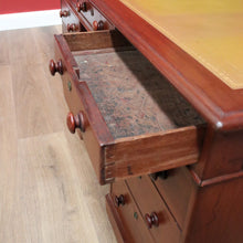 Load image into Gallery viewer, x SOLD Antique Australian Cedar and Leather Office Desk, 9 Drawer Office Study Desk B10731