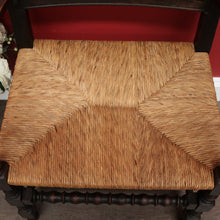 Load image into Gallery viewer, x SOLD Pair of Antique French Oak and Rush Seats Hall Chairs Dining Armchairs Carvers. B10258