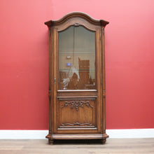 Load image into Gallery viewer, x SOLD Antique French Oak Bookcase, Bevelled Glass Single Door Display or China Cabinet B10658