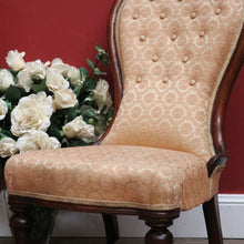 Load image into Gallery viewer, x SOLD Antique English Grandmother Chair, Walnut Fabric Button Back Ladies Chair, Seat B10992