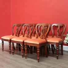 Load image into Gallery viewer, x SOLD Set of 10 Antique English Mahogany Dining Chairs, Kitchen Chairs Velvet Seats. B10287