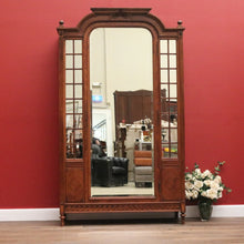 Load image into Gallery viewer, Antique French Walnut Wardrobe, Armoire. Walnut and Mirror Linen Press Cabinet B10834