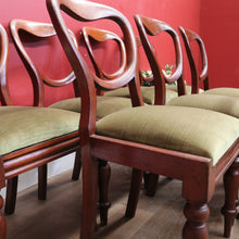 Load image into Gallery viewer, x SOLD Set of Eight Australian Cedar Dining Chairs, Kitchen Chairs with Velvet Seats. B11291