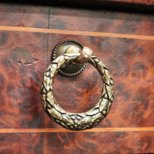 Load image into Gallery viewer, x SOLD Antique French Bedside Cabinet, Burr Walnut, Marble and Brass Lamp Side Tables. B10435