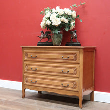 Load image into Gallery viewer, x SOLD Chest of Drawers, Vintage French Chest of Three Drawers Oak Timbers Brass Handle B10924
