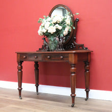 Load image into Gallery viewer, x SOLD Antique English Mahogany 2 Drawer Mirror Back Dressing Table Hall Table Ladies Desk B10715