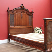Load image into Gallery viewer, x SOLD Antique French Walnut and Cane Insert Double Bed. Antique French Bed with Slats B10844`