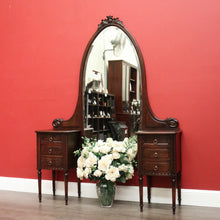 Load image into Gallery viewer, x SOLD Antique French Dressing Table, Twin Pedestal Walnut and Bevelled Mirror Dresser. B10326