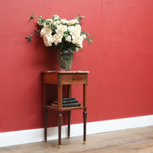 Load image into Gallery viewer, x SOLD Antique French Lamp Table, French Bedside Table. Marble, Walnut and Gilt Brass B11076