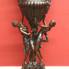 Load image into Gallery viewer, x SOLD Antique Bronze Jardinière, Heavy Double-handled Urn. Maiden Vase, Planter Stand. B11285
