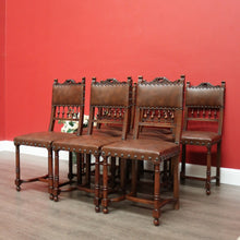 Load image into Gallery viewer, x SOLD Set of 8 Antique French Dining Chairs, Kitchen Chairs with Brass Studs to Seats. B10281