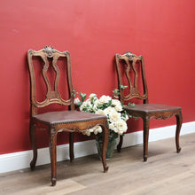 Load image into Gallery viewer, x SOLD Pair of Antique French Hall Chairs, Leather, Oak and Brass Stud Office Chairs B10429