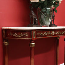 Load image into Gallery viewer, x SOLD Vintage Italian Walnut, Marble and Gilt Brass Hall Table, Lamp or Side Table B11252