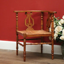 Load image into Gallery viewer, x SOLD Antique French Corner Chair Oak and Rush Seat Music Chair Bedroom Chair Armchair B10748