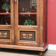 Load image into Gallery viewer, x SOLD Antique Italian Bookcase, Two Door Glass and Rosewood China Cabinet Display Case. B11280