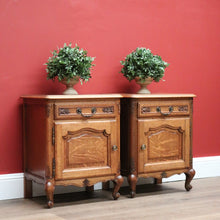 Load image into Gallery viewer, x SOLD Pair of Vintage French Lamp Tables or Bedside Tables Drawer and Cupboard Storage B10664