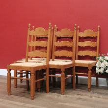 Load image into Gallery viewer, x SOLD Set of Six Antique French Dining Chairs, Antique Oak and Rush Seat Kitchen Chair B10815