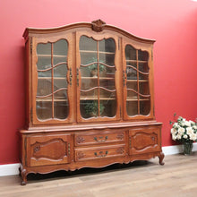 Load image into Gallery viewer, X SOLD Antique Vintage French Oak Bookcase or China Cabinet, Glass Door, and Drawers. B11270