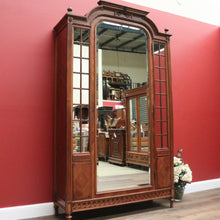 Load image into Gallery viewer, x SOLD Antique French Walnut Wardrobe, Armoire. Walnut and Mirror Linen Press Cabinet B10834