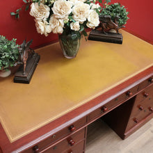 Load image into Gallery viewer, x SOLD Antique Australian Cedar and Leather Office Desk, 9 Drawer Office Study Desk B10731