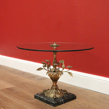 Load image into Gallery viewer, x SOLD Vintage Italian Lamp Table, Glass, Marble and Brass Flower Side Table Hall Table B10738
