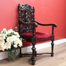 Load image into Gallery viewer, x SOLD Antique French Armchair French Oak Church Chair, Hall Chair, Bedroom Chair Seat B10752