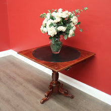 Load image into Gallery viewer, x SOLD Antique English Fold Over Card Table, Burr Walnut Leather Games Table Hall Table. B10344
