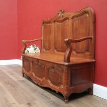Load image into Gallery viewer, x SOLD Antique French Hall Seat Blanket Box Hall Chair Armchair Hall Settle Bench Seat. B11217